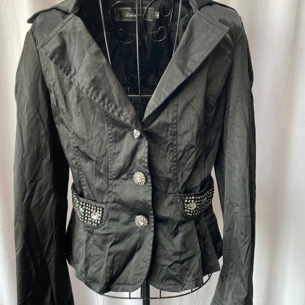 Statement Vintage Blazer | Rhinestone Pockets & Buttons | Small